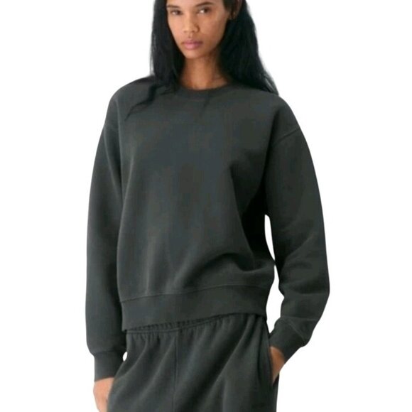 Aritzia Tops - Aritzia Womens SweatFleece Coal Grey Crew Neck Sweatshirt sz L Minimalist Cozy
